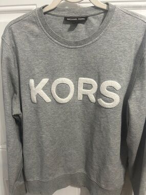 Michael Kors Gray Sweatshirt with White Raised KORS Logo